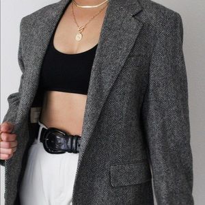 Vintage Dark Gray Wool Blazer